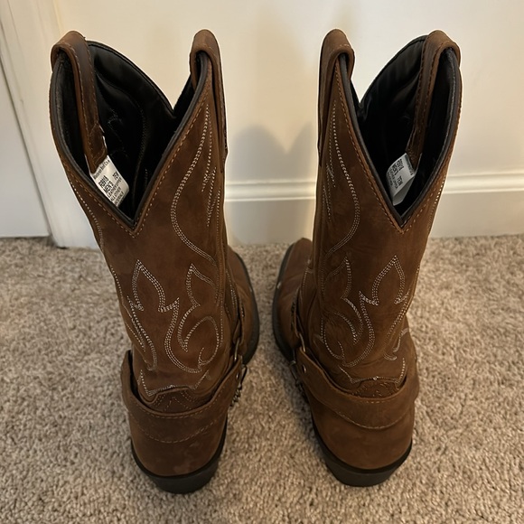 Masterson J Toe Harness Leather Heart Distressed Western Cowboy Boot Brown - Picture 4 of 7